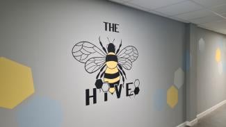 Bumblebee painting on wall