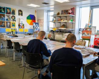 Group of prisoners in the art room at Low Moss