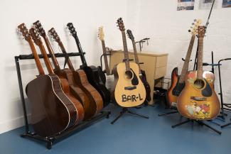 A set of guitars
