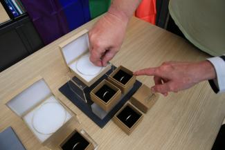 Jewellery displayed in boxes