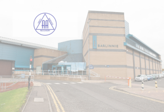 external shot of barlinnie with AA logo