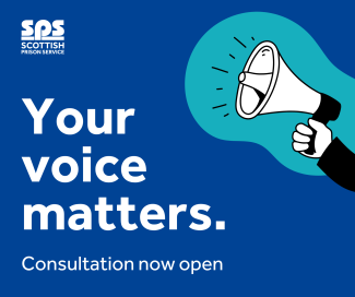 infographic "your voice matters. Consultation now open". Person's arm holding a megaphone