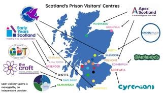map of who operates the prison visitors centre in each prison in scotland