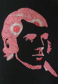 silhouette portrait of Robert Burns using Tunnocks teacake wrappers